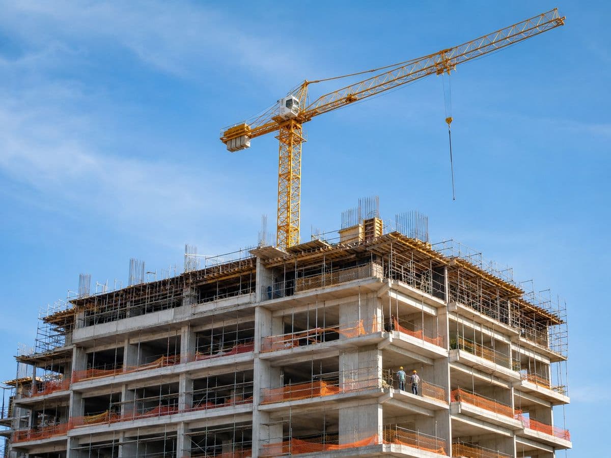 Obreros de la construcción trabajando en obra